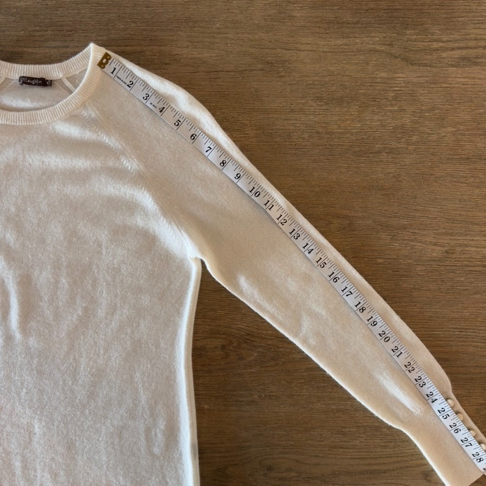 J Mclaughlin 100% Cashmere Wool Crew Neck Pullover Knit Sweater-Ivory-Size Small - Picture 8 of 13
